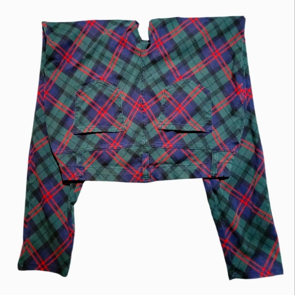 faded glory green, blue and red plaid jeggings